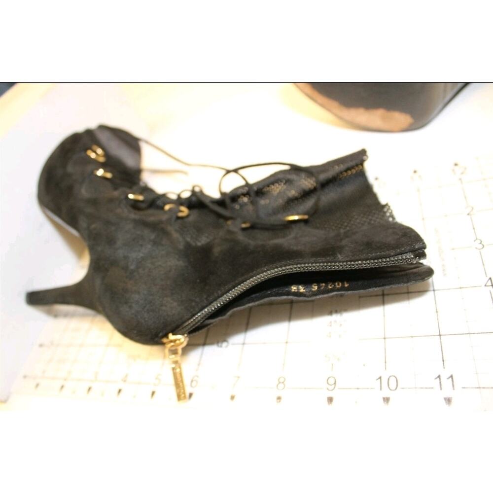 Sale❗️Dolce & Gabbana Italy Made Suede Mesh Peep Toe Stiletto Ankle Boots - Picture 14 of 16